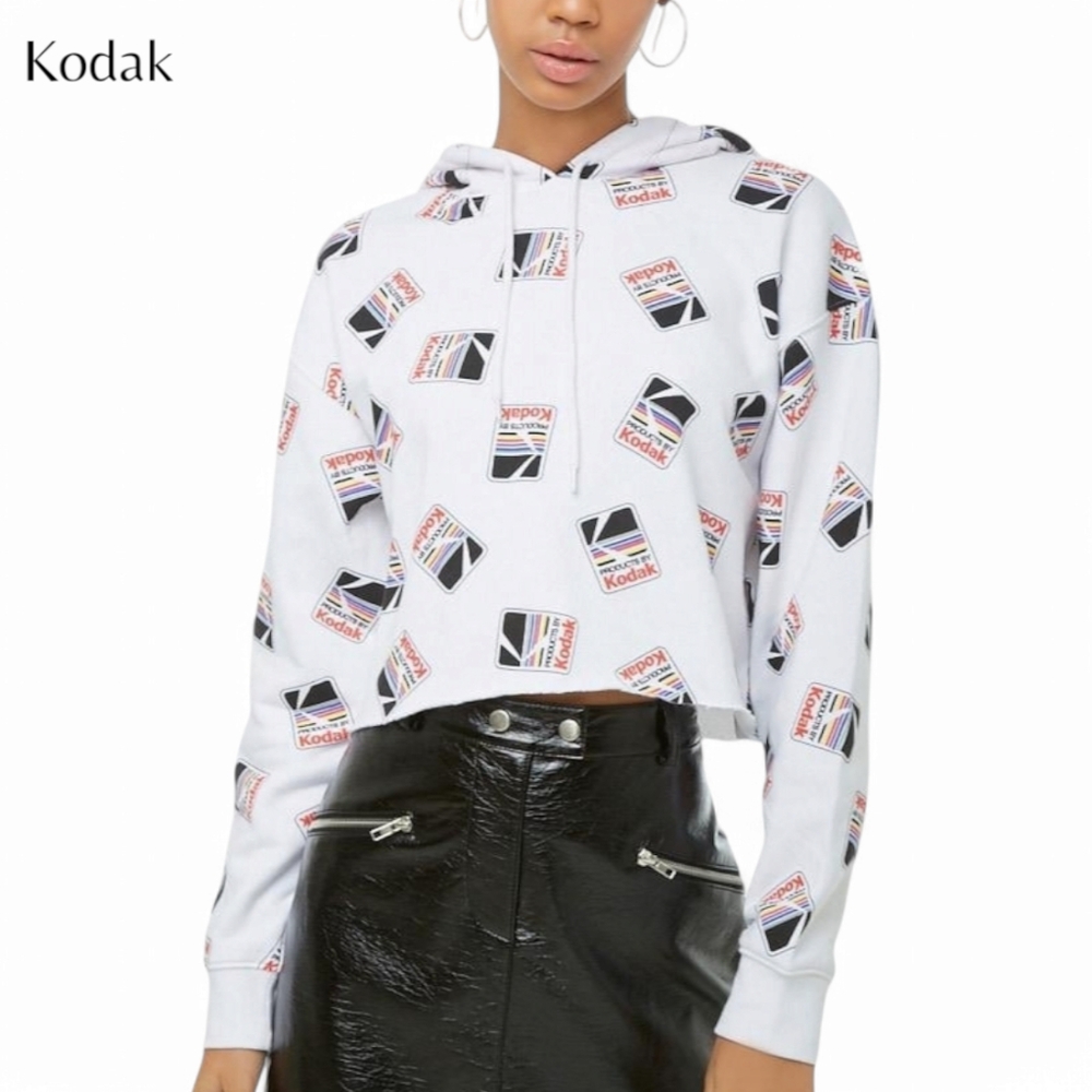 Kodak Graphic Cropped Hoodie Women's Medium
